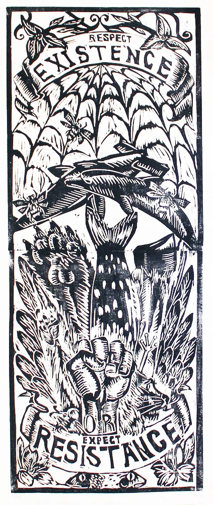 Respect Existence (2012) | original woodblock print | By Grace